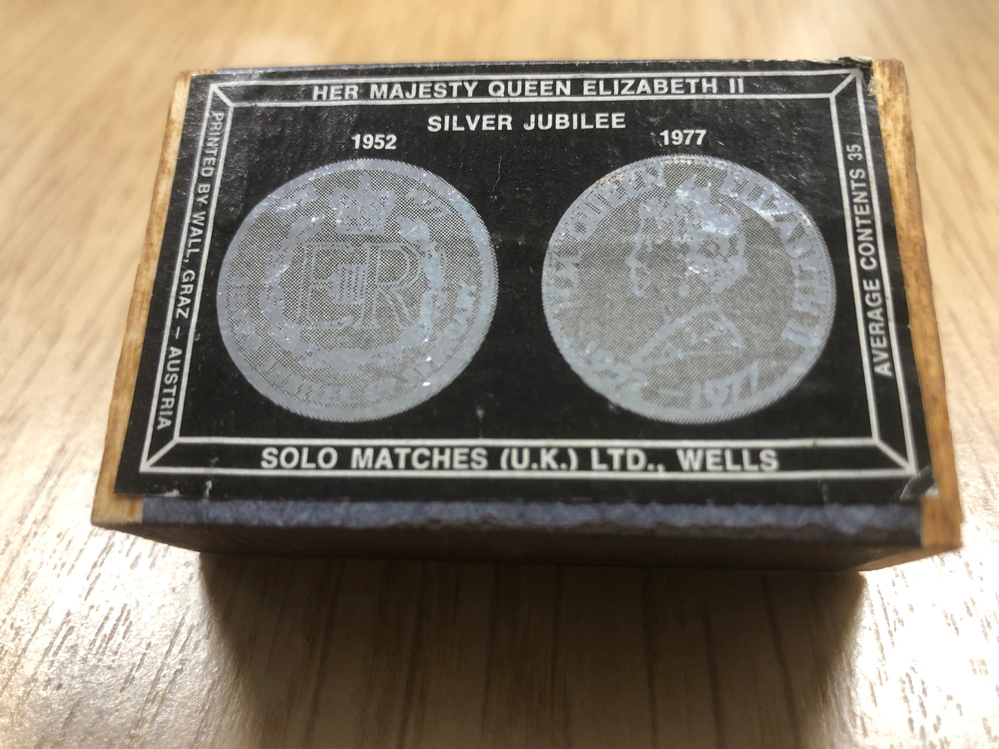 Silver Jubilee match box and matches